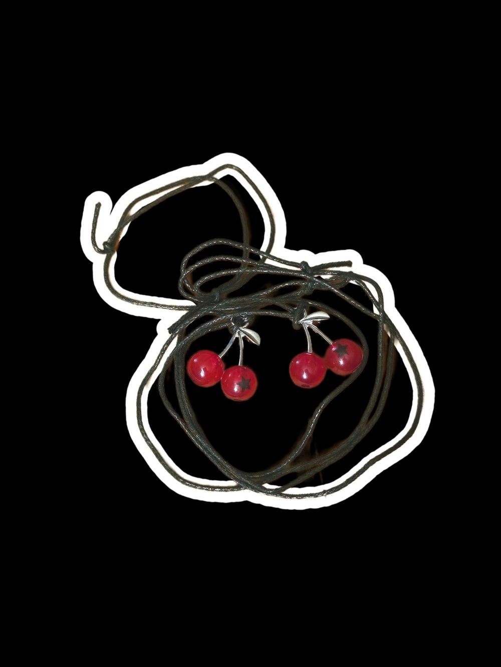 Red Cherry Star Pendant Adjustable Cord Necklaces